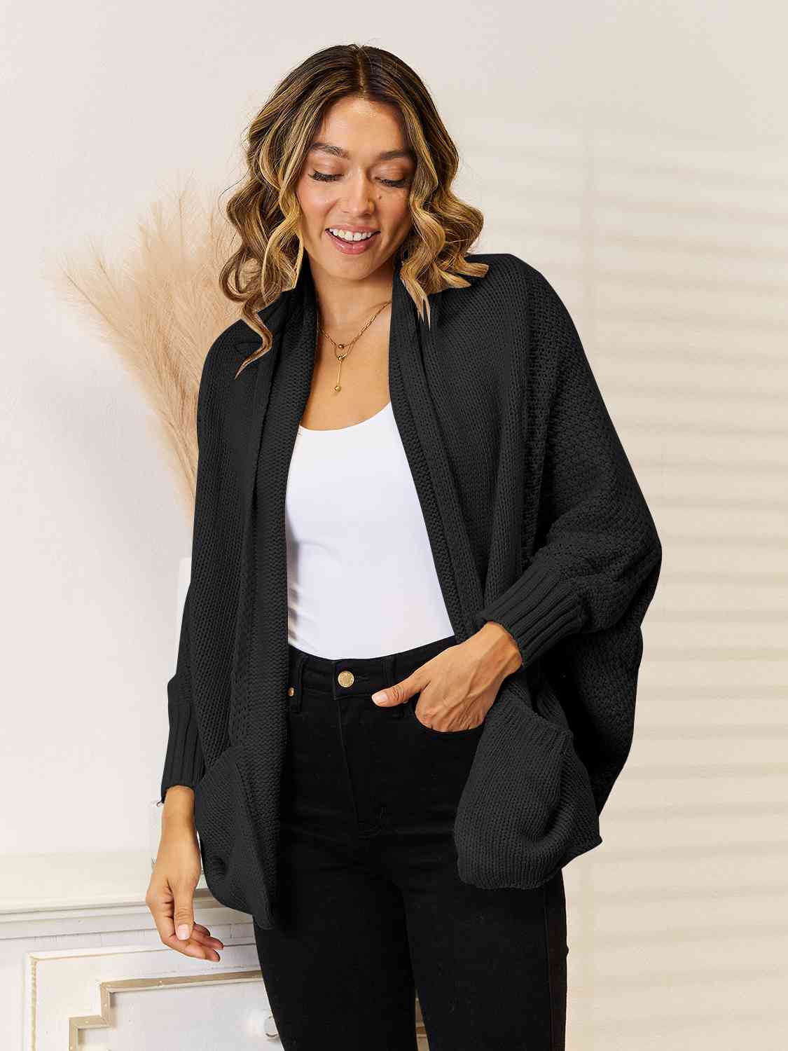 Open Front Cardigan with Pockets