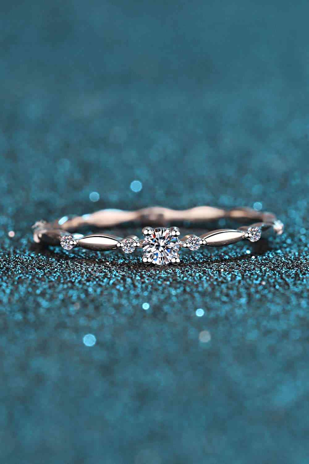 Moissanite 925 Sterling Silver Rhodium-Plated Ring