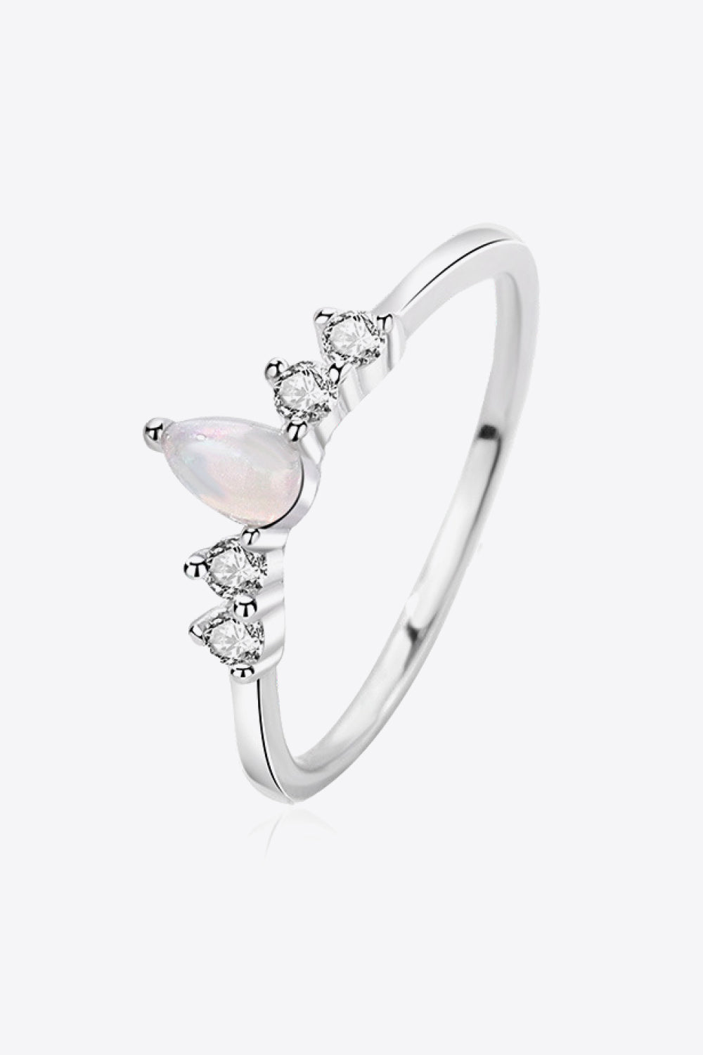 Pear Shape Opal Inlaid Zircon Ring