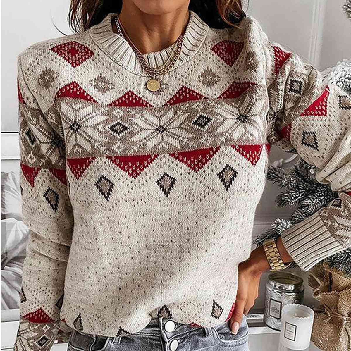 Snowflake Round Neck Sweater