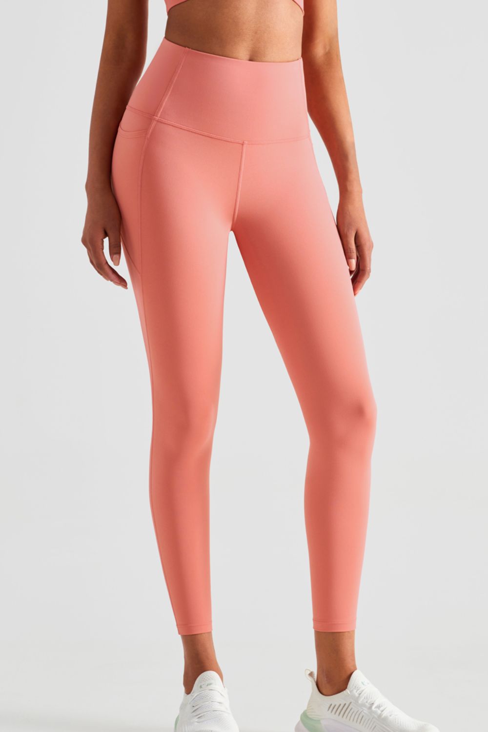 Wide Waistband Sports Leggings with Pockets