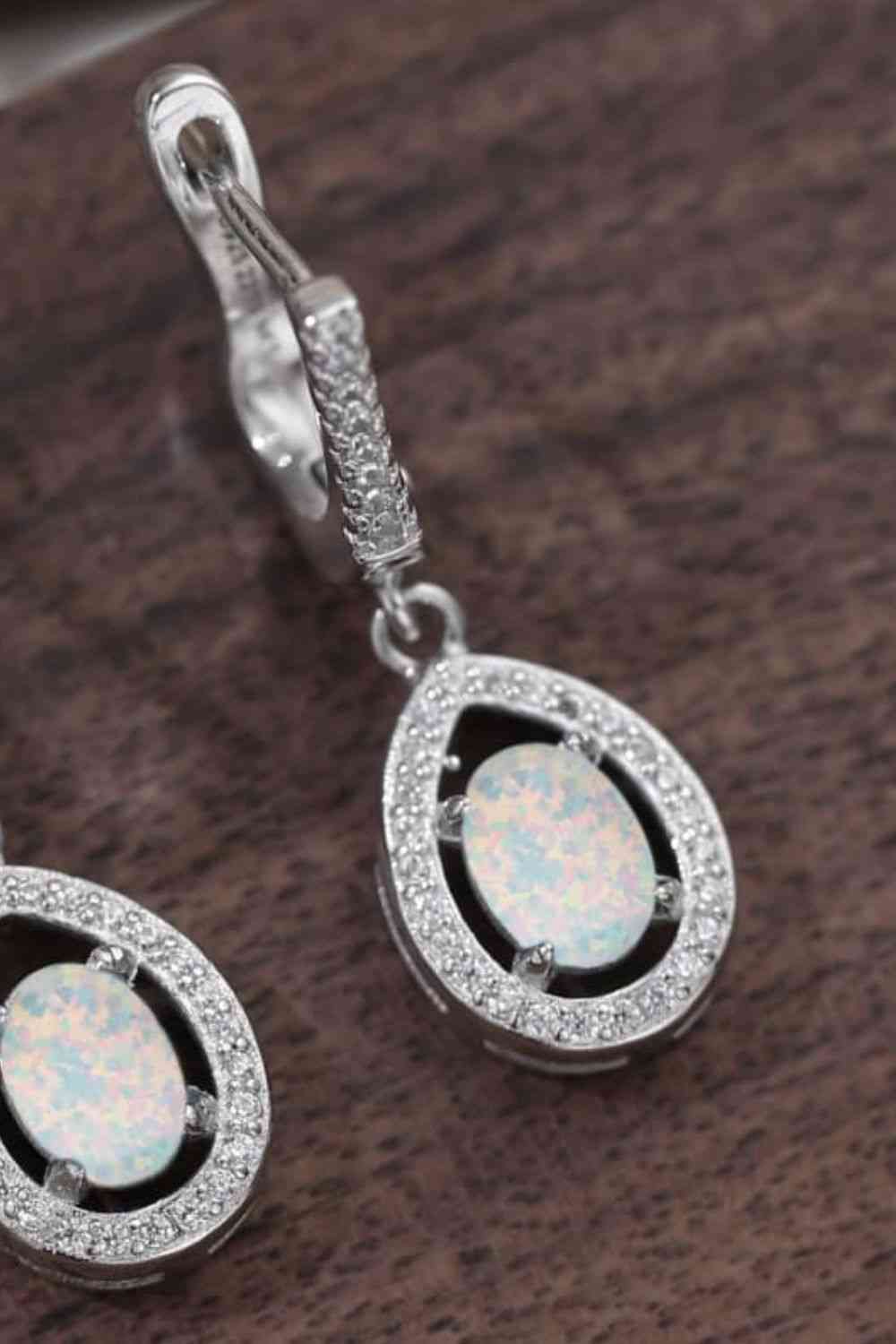 Opal Pear Shaped Drop Earrings
