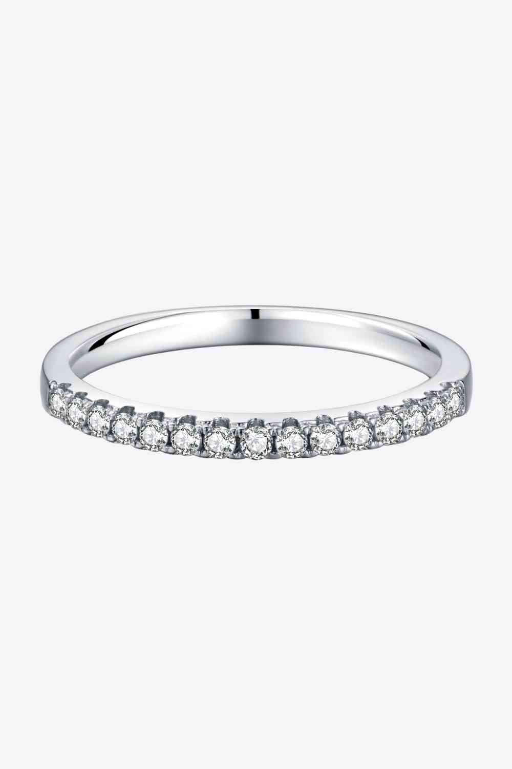 Moissanite Platinum-Plated Half-Eternity Ring