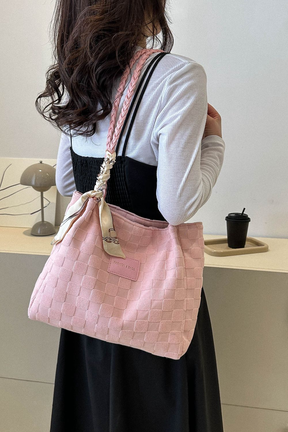 Braided Strap Polyester Tote Bag