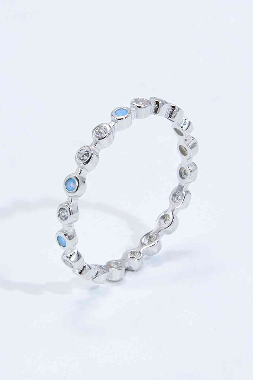 925 Sterling Silver Zircon and Natural Moonstone Ring