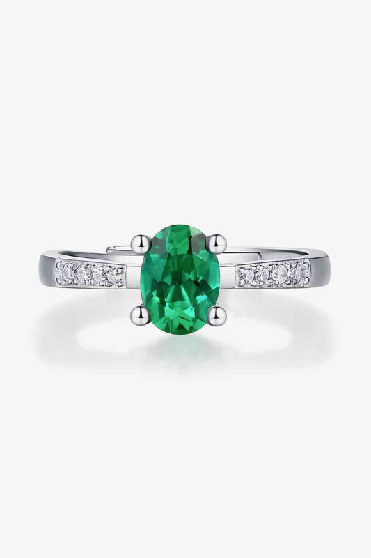 1 Carat Lab-Grown Emerald Side Stone Ring