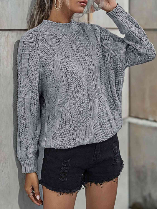 Rib-Knit Mock Neck Sweater