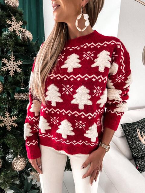 Christmas Tree Round Neck Sweater