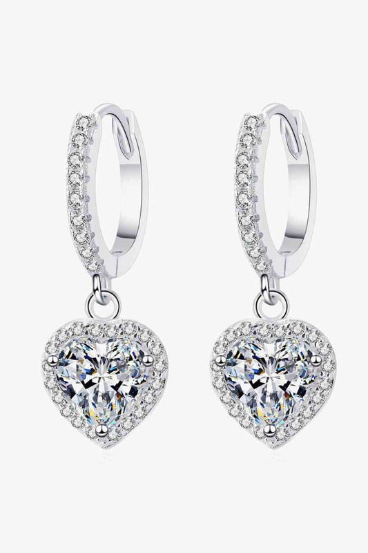 Moissanite Heart-Shaped Drop Earrings