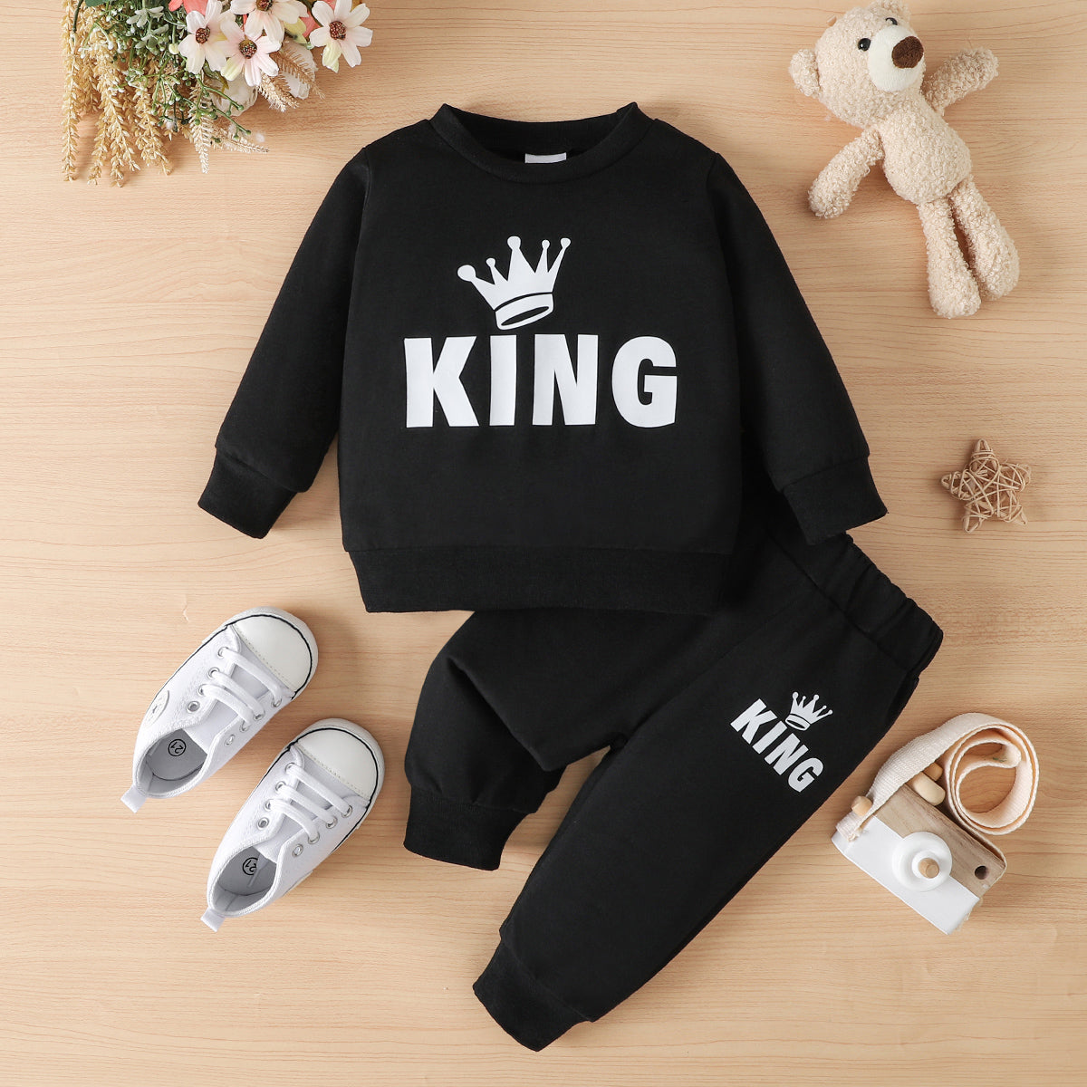 King Graphic Tee and Pants Set