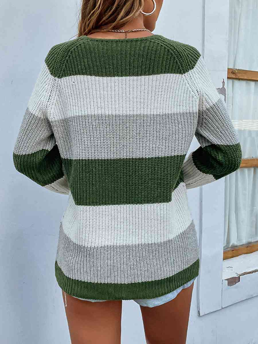 Color Block Rib-Knit Sweater