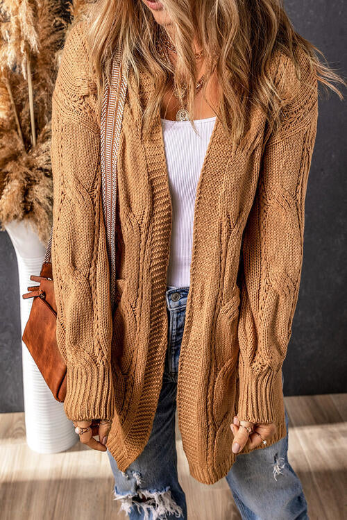 Cable-Knit Dropped Shoulder Cardigan